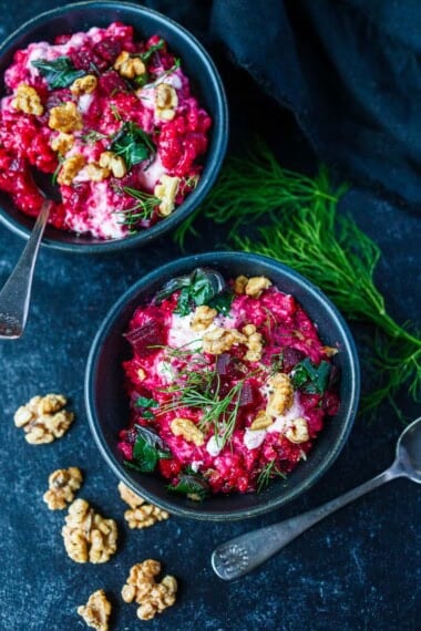 This Beet Risotto is creamy, comforting, and bursting with color! Roasted beets melt into creamy risotto, imparting earthy goodness and subtle sweetness. Gluten-free, vegan-adaptable.