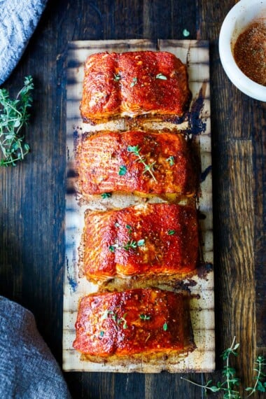 The smoky flavor of cedar helps make this salmon dish the easiest and tastiest you've ever made! Cedar Plank Salmon is easy, delicious and healthy! Salmon is infused with subtle smoke using a cedar plank on the grill-no fuss, with easy clean up.