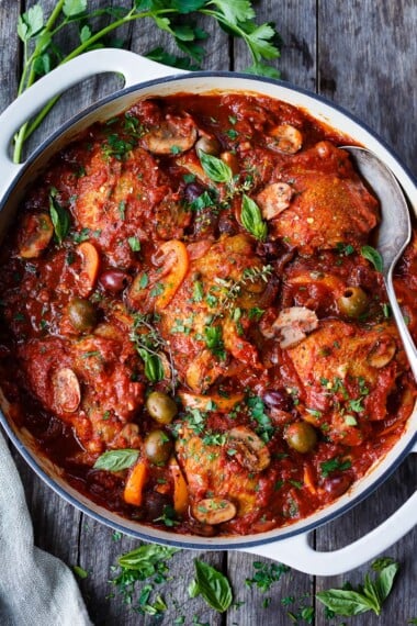 Hearty and satisfying, Chicken Cacciatore is a rustic Italian classic. Serve on its own with crusty sourdough, creamy polenta, rice or pasta. &nbsp;An easy comforting meal the whole family with enjoy! Gluten-Free.