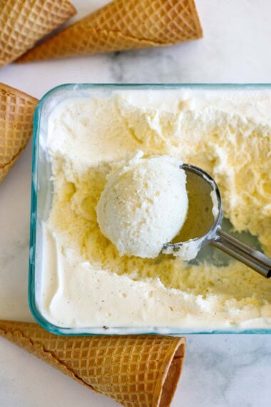 This easy homemade ice cream recipe is creamy and delicious! Simple to make with just 5 ingredients, your whole family will scream for ice cream!