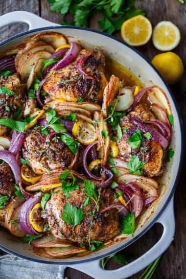 This Sumac Chicken recipe with lemon and potatoes is bursting with flavor! A delicious one-pan Middle Eastern meal your whole family will love!
